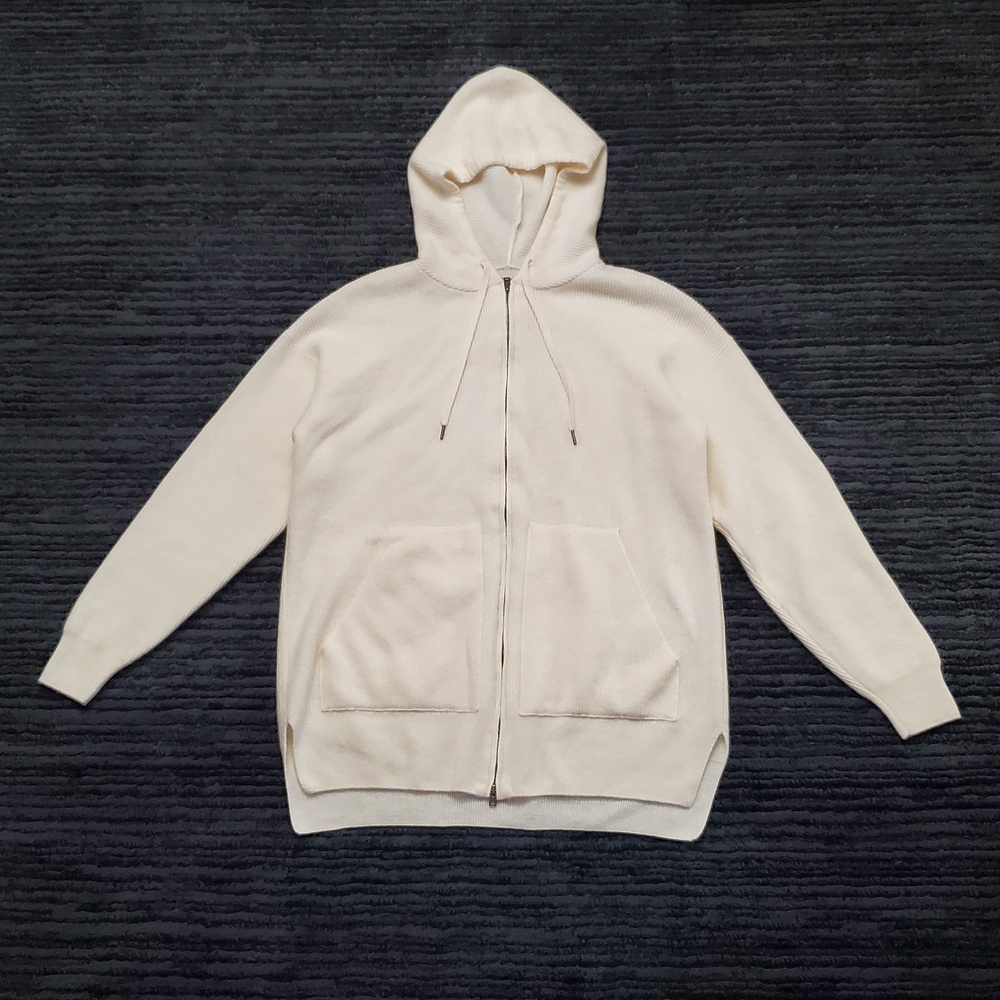 Falconeri Ultrasoft Size XS Cream Cashmere Zip Up Hooded Sweater